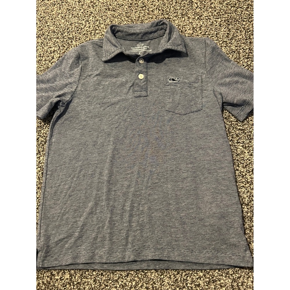 K41 Vineyard Vines‎ Boys Edgartown Polo Shirt Size 6 Blue Whale Short Sleeve